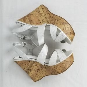 Guess White Strappy Sandals Wedge size 11